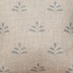 Blue Leaf Rustic Linen Cushion with Tassels