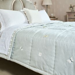 Duck Egg Hydrangea Cotton Quilt - King Size