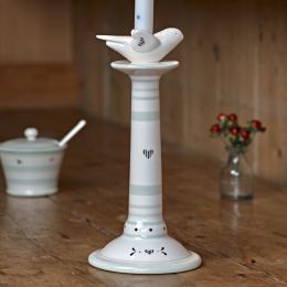 Charcoal Gustavian Bird Candlestick