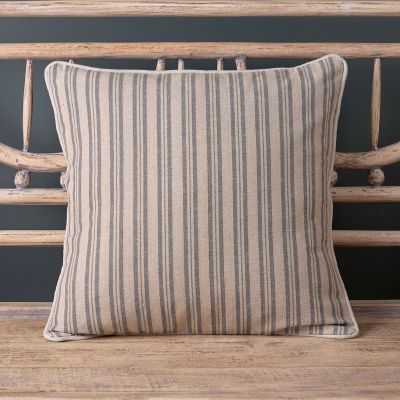 Ticking Stripe Cushion - Charcoal