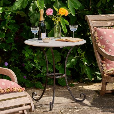 Wrought Iron & Marble Top Side Table