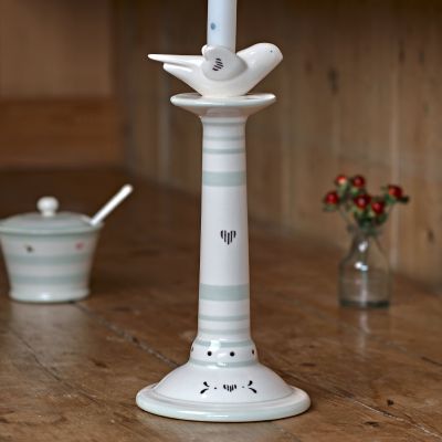 Charcoal Gustavian Bird Candlestick