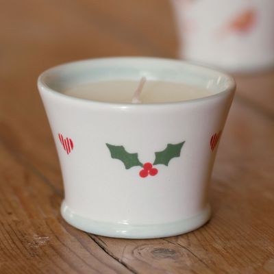 Christmas Holly Scented Candlepot