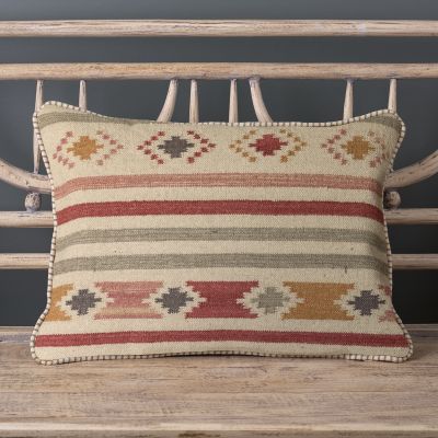 Saffron Stripe Kilim Cushion - Smokey Blue