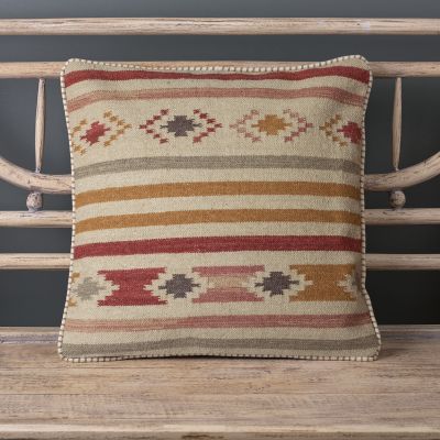 Saffron Stripe Kilim Cushion - Smokey Blue