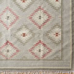 Hand-woven Wool Kilim - Smokey Blue Shimla - Large