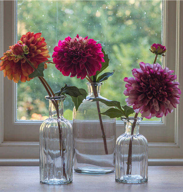 Autumn Glass, rose silk dahlias